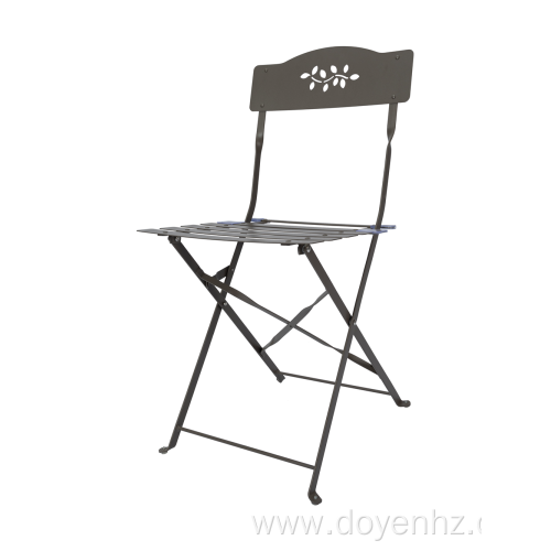 Outdoor Metal Folding Slat Chair with Leaf Pattern